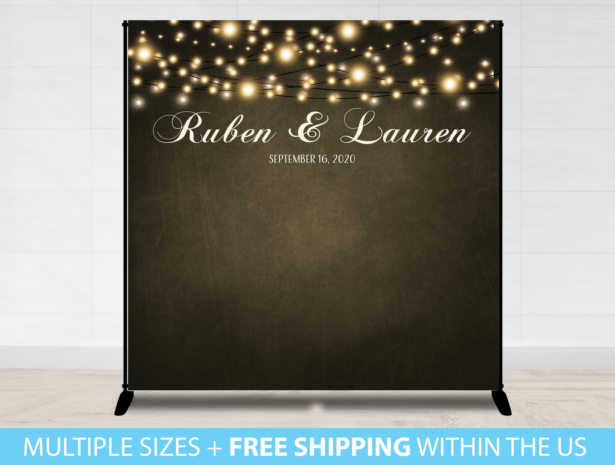 Step and Repeat Wedding Photo Backdrop Rustic Lights Step Etsy