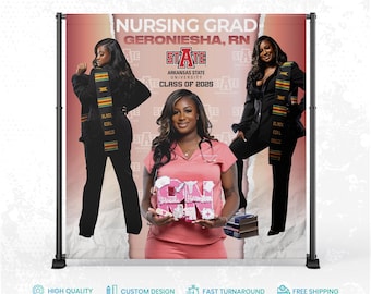 Custom Nurse Graduation Backdrop, RN Grad Party Banner, Nursing School Graduation Decor, Personalized Vinyl Backdrop, Grad Photo Background