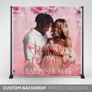 Baby Shower Backdrop Banner, Custom Baby Shower Photo Decoration, Vinyl Backdrop Banner, Girl Baby Shower Pink, Welcome Sign, Party Decor