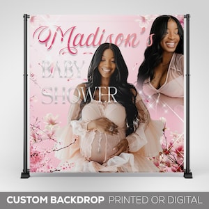 Baby Shower Backdrop Banner, Custom Baby Shower Photo Decoration, Vinyl Backdrop Banner, Girl Baby Shower Pink, Welcome Sign, Party Decor