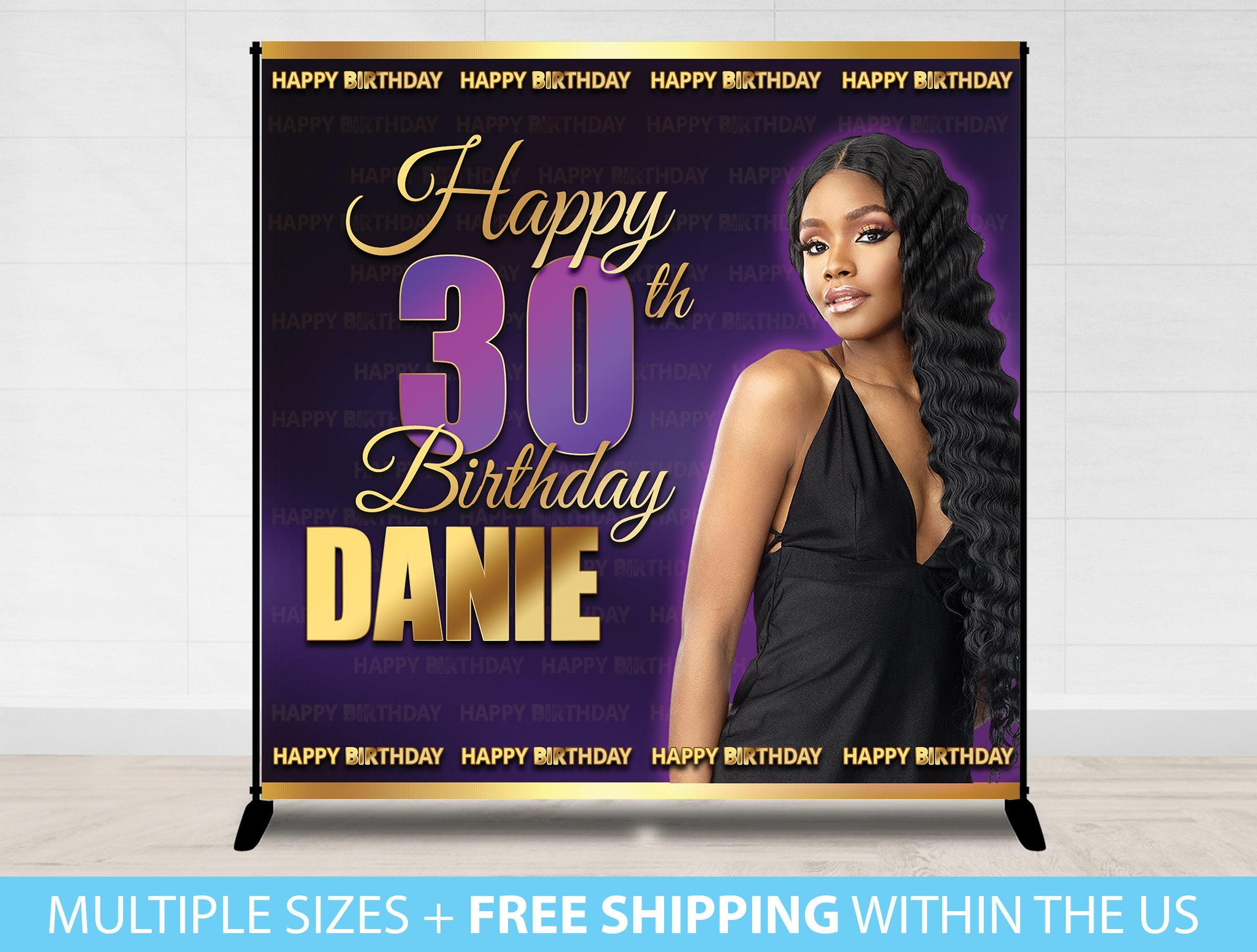 Custom Photo Birthday Backdrop, Party gold Banner Birthday Party Backdrop Step Repeat Birthday Party Prom Backdrop, Sweet 16 Backdrop Custom