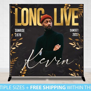 Memorial Backdrop, Long Live Banner Heavenly Birthday Backdrop Banner Vinyl Memorial Funeral Sign, Birthday Backdrop, Custom Design