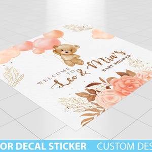 Custom Floor Decal sticker, Removable Sticker, Vinyl Floor Banner, Baby Shower Floor Decal Baby Shower Bear, Bearly Wait, Decal baby shower