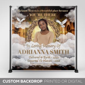 Memorial Backdrop, In Loving Memory Banner, Repass backdrop, Funeral step and repeat banner background, Memorial EventFuneral Backdrop Decor