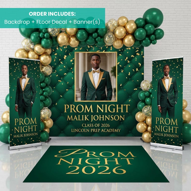 Prom Bundle, Prom Graduation Party Decor Bundle, Backdrop, Floor Decal ...