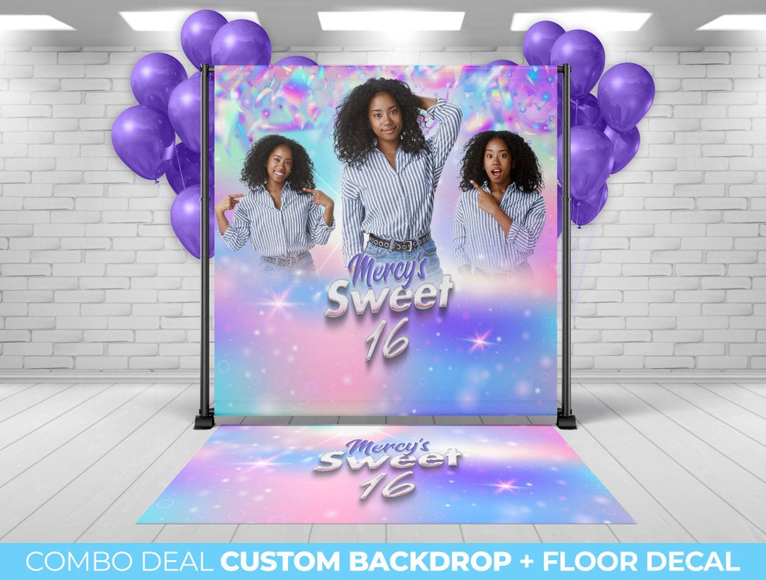 Party Backdrop Sticker BACKDROP + FLOOR DECAL, Custom Backdrop and Matching Floor Decal ...