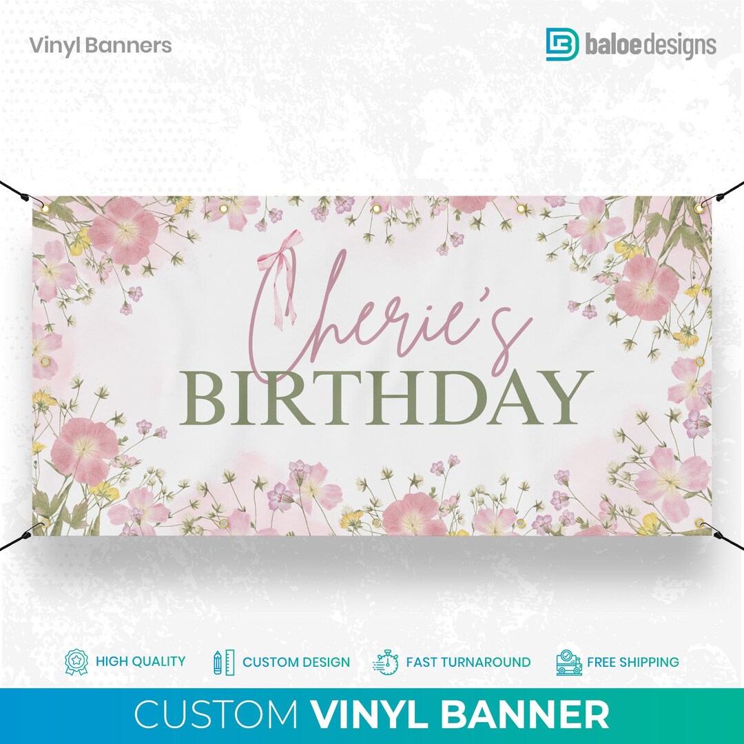 Wildflower Birthday Banner, Custom Wild Flower Birthday Party Backdrop ...