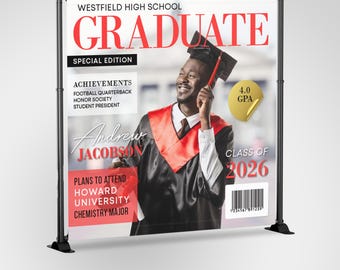 Graduation Backdrop, Custom Magazine Backdrop Banner, Personalized Party Decor, Graduate, Congrats to the Grads, Class of 2024 2023