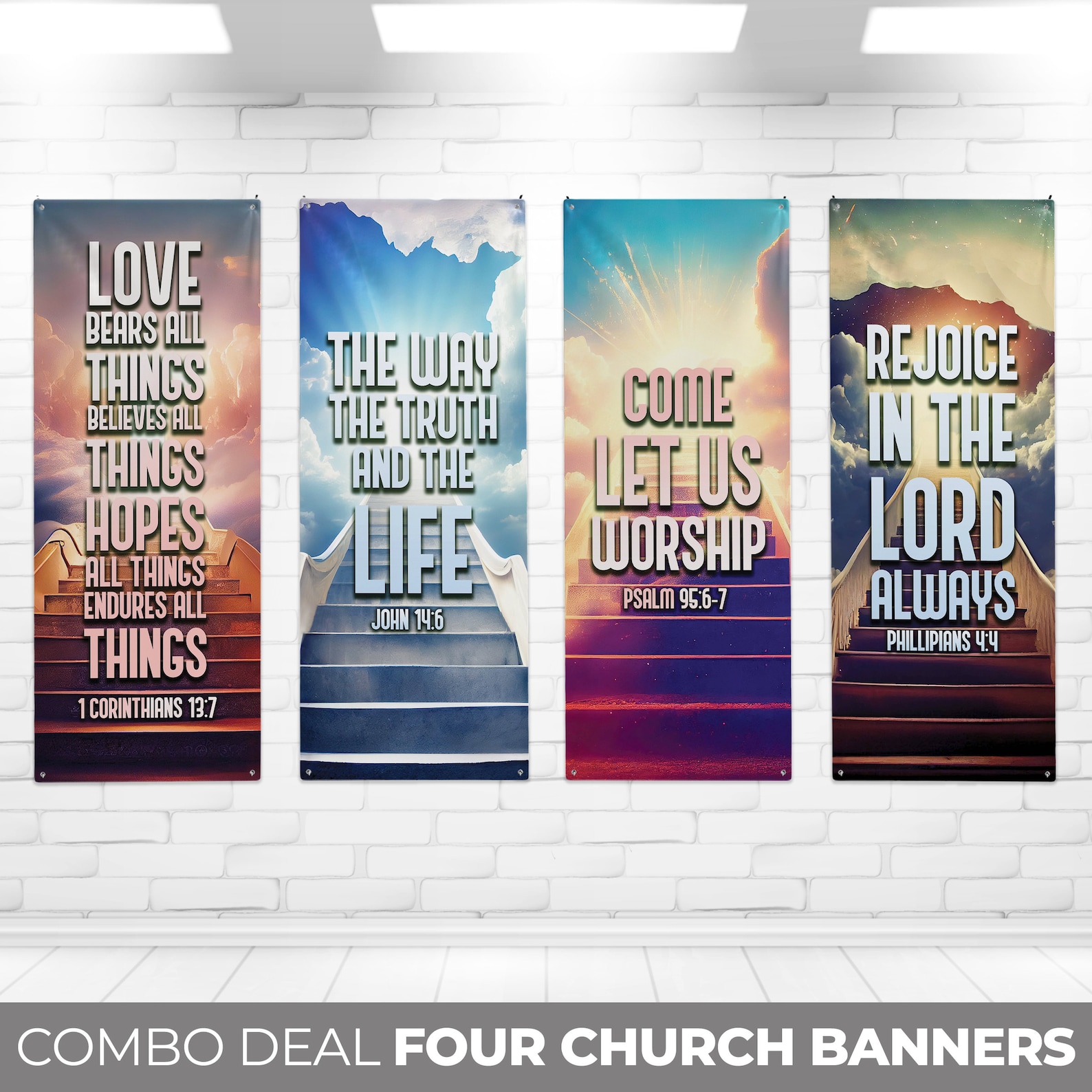 Scripture Sanctuary Banners, Set of 4 Church Banners, Church Banner Set ...
