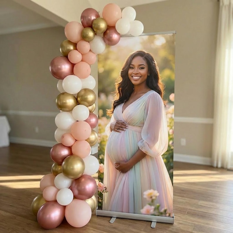Custom Baby Shower Retractable Banner, Shower Welcome Sign, Maternity Photo Backdrop, Girl Boy Baby Shower Banner Decor, Photo Board image 15