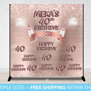 Step and repeat backdrop, Birthday Banner, Birthday Backdrop, Birthday Step and Repeat, 30th 40th 50th, vinyl backdrop rose gold burgundy
