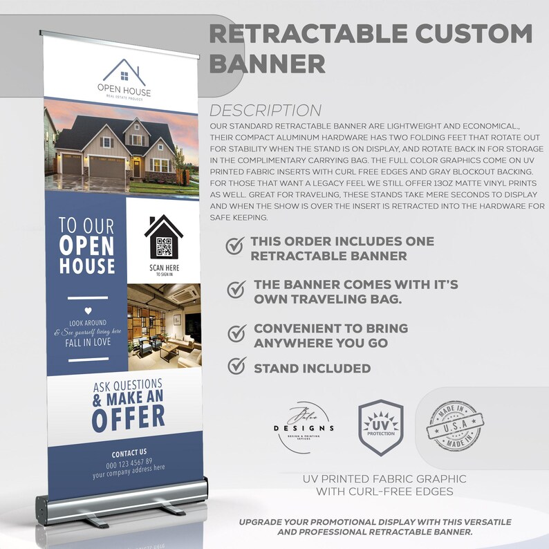 Custom Real Estate Banner, Open House Retractable Banner, Custom Banner ...