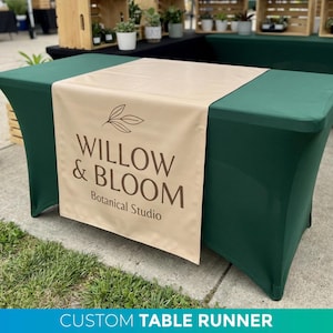 Custom Table Runner, Waterproof Vinyl Banner, Trade Show Display,Business Event Table Cover, Trade Show Booth Decor, Signage Welcome Sign