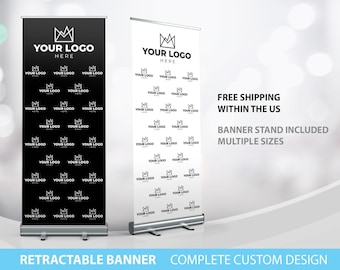 Retractable Banner, Custom Roll Up Banner Stand, Logo Banner Sign Display Retractable Printing Rollup Retractable Welcome sign Banner Logo