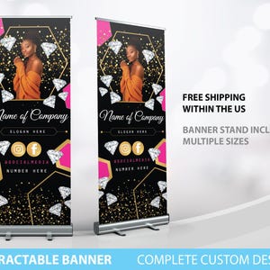 Retractable Banner, Custom Roll Up Banner Stand, Pop Up Banner Pop Up shop Banner, Custom Banner Sign Display Retractable Printing Rollup