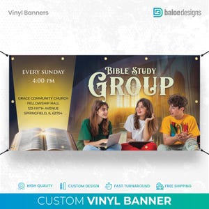 Custom Bible Study Group Banner, Bible Church Banner, Church Advertising Backdrop, Bible Group Custom Banner Sign Outdoor Decor