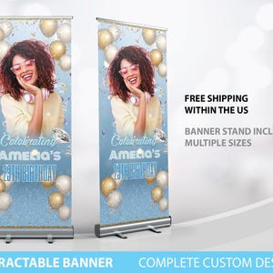 Birthday Sign, Birthday Welcome Sign, Birthday Party, Retractable Banner, Custom Roll Up Banner Stand, Birthday Party Sign, Birthday Banner