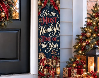 Christmas Porch Sign, Most wonderful time of the year, Outdoor Welcome Sign, Merry Christmas Porch Leaner, Front Door Decor Holiday Xmas