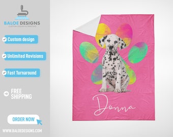 Personalized pet blanket, custom dog photo blanket with name, dog face cat picture blanket, pet lover gifts and dog dad gifts Pet gift photo