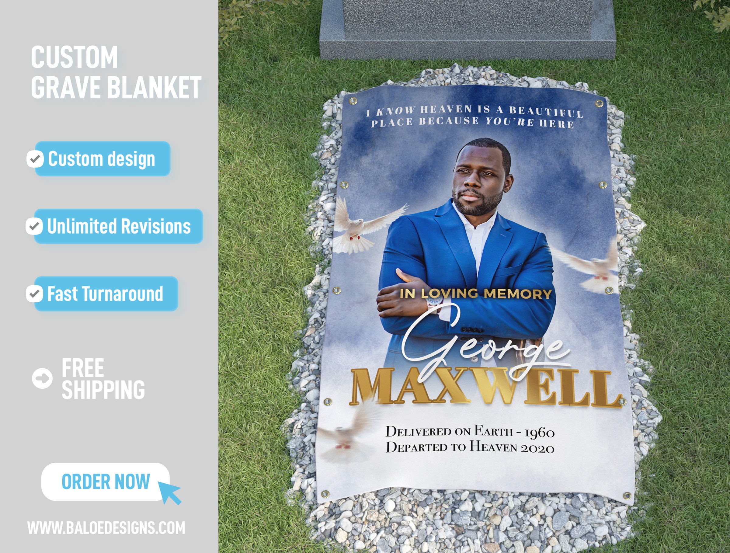 Custom Grave Blanket, Custom Memorial Grave Blanket