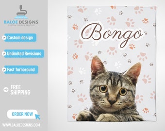 Personalized pet blanket, custom dog photo blanket with name, dog face cat picture blanket, pet lover gifts and dog dad gifts Pet gift photo