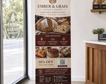Custom Business Banner Stand, Retractable Pull Up Banner, Vendor Booth Display, Trade Show, Grand Opening Sign, Marketing Display Logo Sign