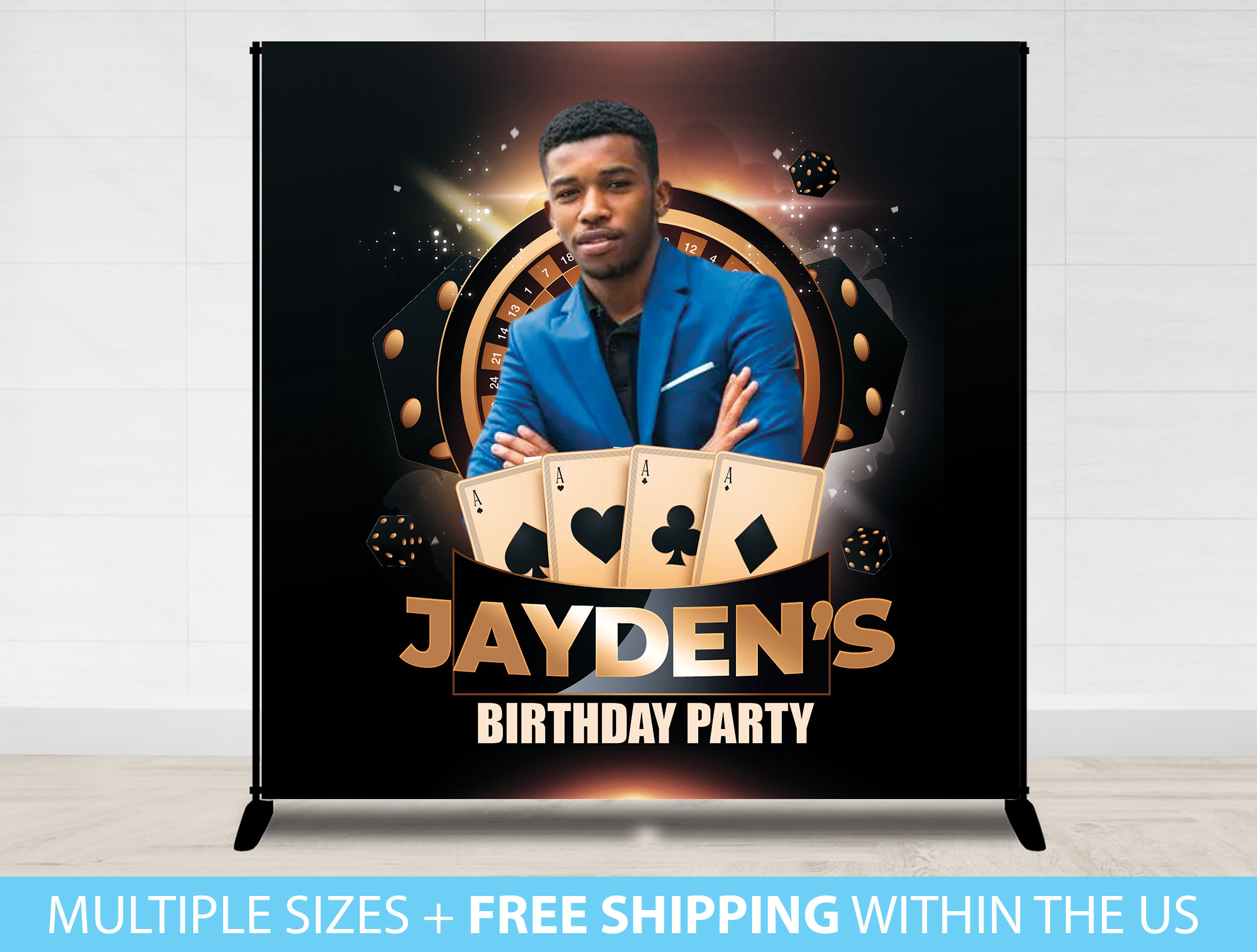 Casino Las Vegas Gambling Backdrop Birthday Casino Backdrop Custom Backdrop Banner Step Repeat Casino Birthday theme Backdrop