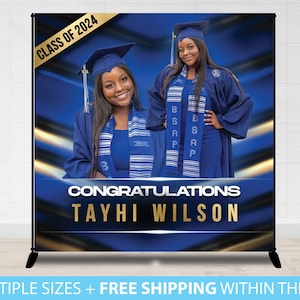 Graduation Backdrop Banner, Graduation Step and Repeat Class of 2022 backdrop, Graduation Party Banner, Grad, Prom Backdrop Banner Gold