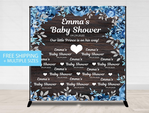 Step and Repeat, Baby Shower Backdrop, Royal Baby Blue Banner
