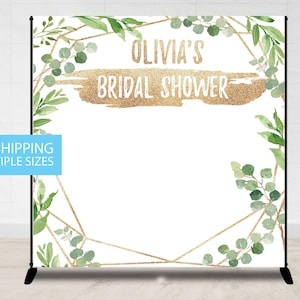 Step and Repeat, Bridal Shower Backdrop, Greenery Gold Safari Backdrop Banner, Step and Repeat Banner