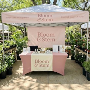 Custom Tent Banners, Vendor Canopy Tent Banners & Table Runner Set, Trade Fair Display, Vendor Pop Up Shop Display, Event Tent Vinyl Outside