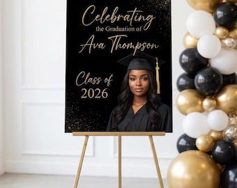 Graduation Welcome Foam Board Sign, Custom Grad Class of 2026 Poster, Graduation Prom Party, Personalized Sign, Photo Board Banner Decor