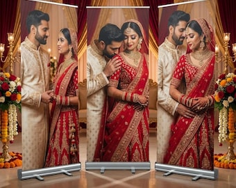 Wedding Combo Banner Set, 3 Retractable Banner, Custom Wedding Banner, Reception Decor, Seating Sign, Welcome Banner, Wedding Photo Backdrop