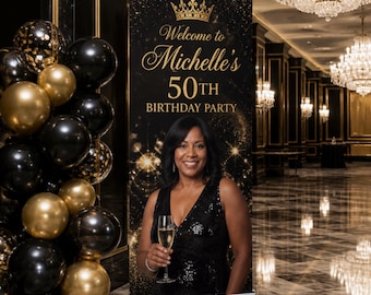 Personalized Birthday Retractable Banner, Custom Pull Up Banner, Birthday Welcome Sign, Milestone Birthday Decor, Welcome Sign, Party Decor
