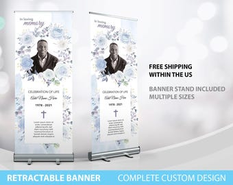 Retractable Banner, Memorial Sign, In Loving Memory Funeral Sign, Funeral Welcome Sign, Celebration Of Life Sign, Roll Up Banner Custom Sign