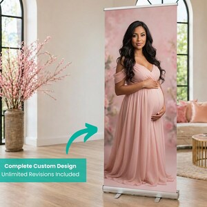 Custom Baby Shower Retractable Banner, Shower Welcome Sign, Maternity Photo Backdrop, Girl Boy Baby Shower Banner Decor, Photo Board image 8