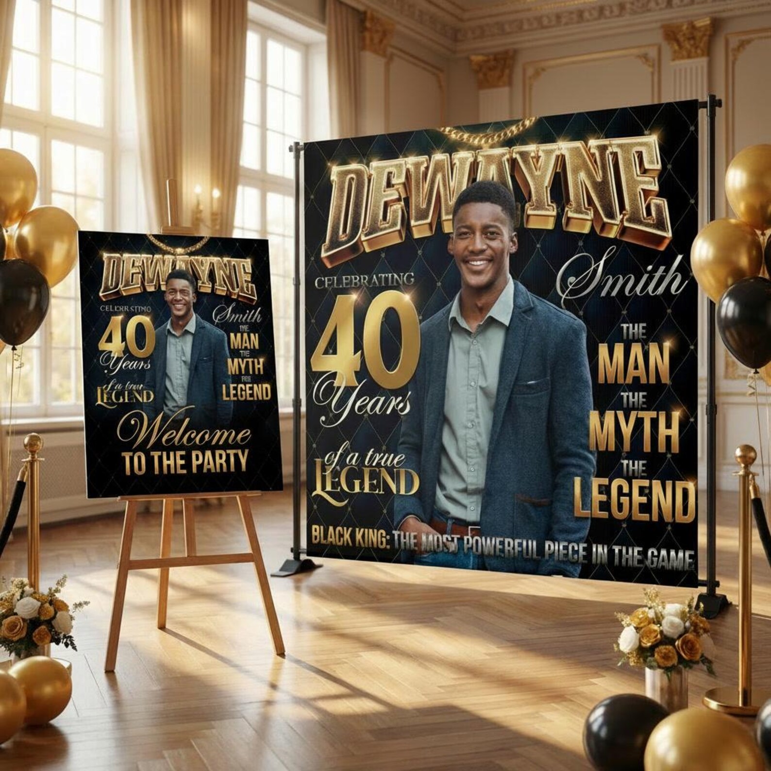 Custom Backdrop Welcome Sign Combo, Birthday Backdrop Banner, Birthday ...