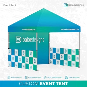 Custom Event Tent 10&#39;x10&#39;, Custom Canopy Tent, Pop Up Tent, Outdoor Indoor Business Sign, Custom Design, Trade Show, Pop-Up Shop, Marketing