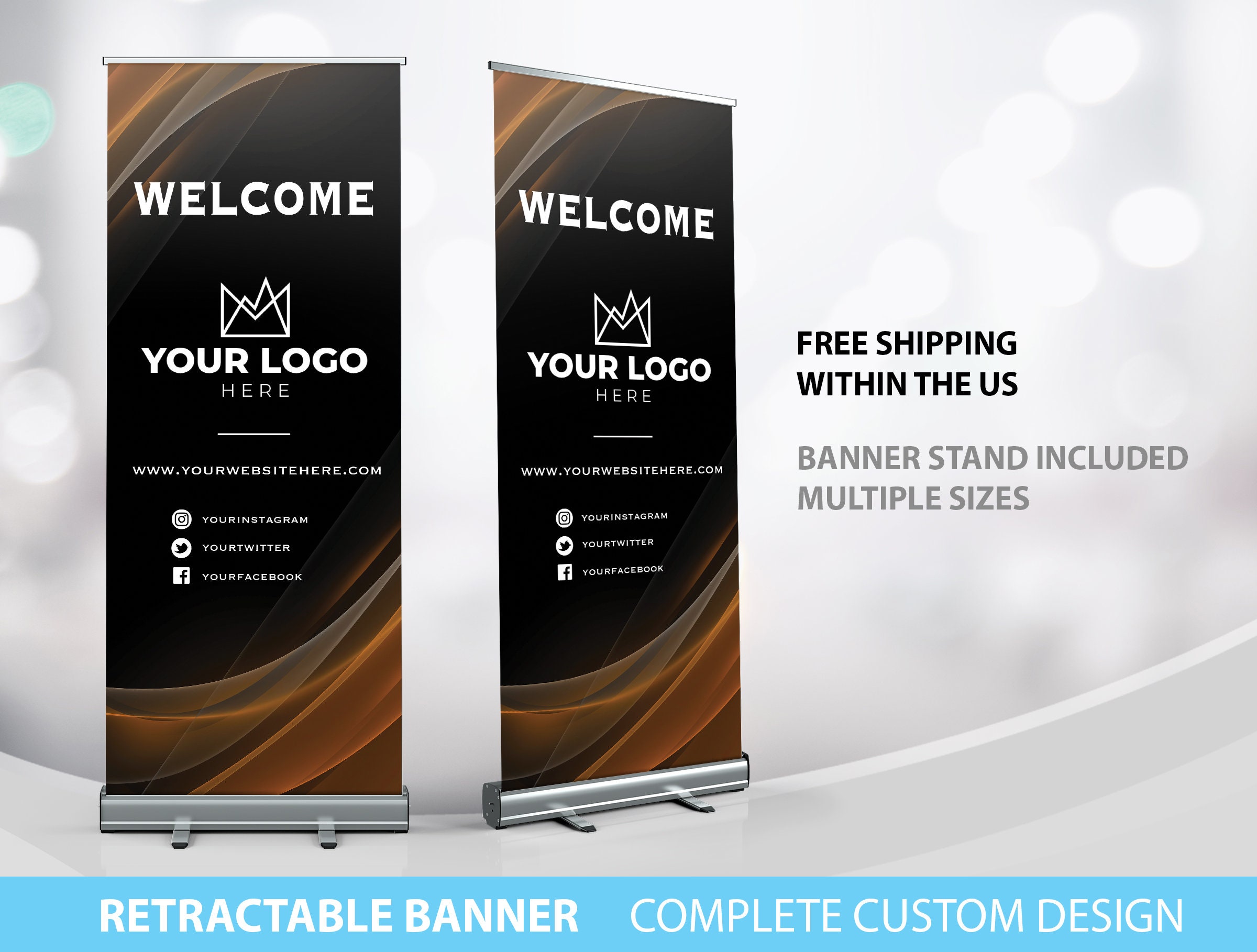 Retractable Banner Custom Roll Up Banner Stand Custom Banner Etsy