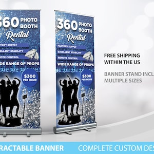 Retractable Banner, Business Banner, 360 Photo booth Small Business, Photo Booth Banner, Advertising Banner 360 photo Booth, Roll Up Banner
