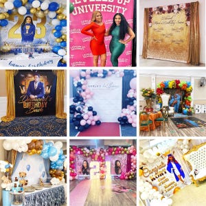 Custom Backdrop Banner, Complete Custom Design, Birthday Party Banner, Event Decor Sign, Photo Booth Backdrop, Background, Step and Repeat image 2