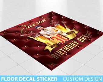 Custom Floor Decal sticker, Removable Sticker, Vinyl Floor Banner, Adhesive Floor Banner Sticker Decal Removable, Birthday Sneaker Ball Red