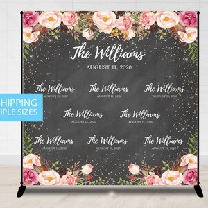 Step and Repeat, Chalkboard Wedding Photo Backdrop, Gold Floral Glitter Step and Repeat, Wedding Backdrop, Bridal Shower Step and Repeat