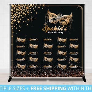 Masquerade Backdrop, Step and repeat backdrop, Mardi Gras Step and Repeat, Masquerade Backdrop, Custom Birthday Backdrop, Birthday Backdrop
