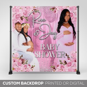 Baby Shower Backdrop Banner, Custom Baby Shower Photo Decoration, Vinyl Backdrop Banner, Girl Baby Shower Pink, Welcome Sign, Party Decor