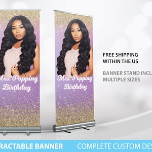 Birthday Sign, Birthday Welcome Sign, Birthday Party, Retractable Banner, Custom Roll Up Banner Stand, Birthday Party Sign, Birthday Banner