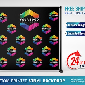 Custom Logo Backdrop Banner, Step and Repeat Business Event Backdrop, Logo Step Repeat Banner, Custom Event Backdrop, Corporate Event Banner