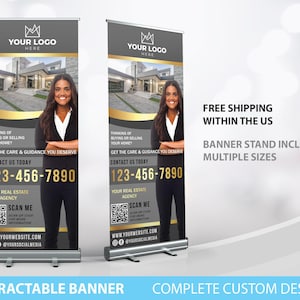 Real Estate Retractable Banner Sign, Real Estate Broker, Realtor Sign, Open House Welcome Sign, Real Estate Agent Pop Up Shop Roll Up Banner