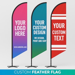 Custom Feather Flags, Feather Angled Flag, Flag Advertising, Indoor Outdoor Banners Flags, Personalized Advertising for Your Business