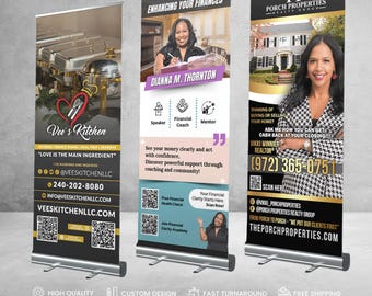 Custom Retractable Banner, Custom Roll Up, Roll Up Banner, Roll Up Banner Stand, Event banner, Business Sign, Promotional Marketing Material
